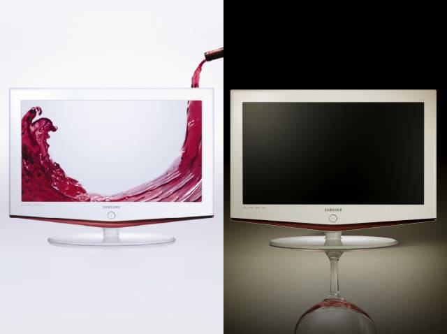 A photo of the Bordeaux TV's wine glass design advertisement, which dominated the global TV market upon its launch.